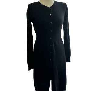 Hache Button Sweater Merino Black Dress Small